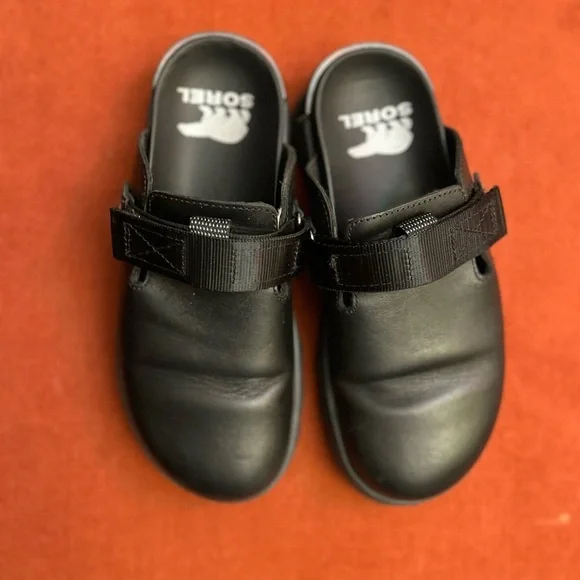 Sorel Black Leather Clogs with Buckle - Picture 8 of 10